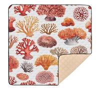 xigua Baby Play Mat - 127 X 127 cm Foldable Waterproof Baby Play Mats Baby Play Mats for Floor, Cute Sea Corals Soft Foam Crawling Mat for Babies and Toddlers Infants, Machine Washable