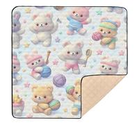 xigua Baby Play Mat - 127 X 127 cm Foldable Waterproof Baby Play Mats Baby Play Mats for Floor, Cute Tennis Bears Soft Foam Crawling Mat for Babies and Toddlers Infants, Machine Washable