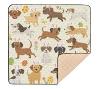 xigua Baby Play Mat - 127 X 127 cm Foldable Waterproof Baby Play Mats Baby Play Mats for Floor, Easter Dogs Bunnies Soft Foam Crawling Mat for Babies and Toddlers Infants, Machine Washable