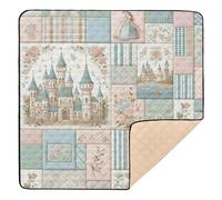 xigua Baby Play Mat - 127 X 127 cm Foldable Waterproof Baby Play Mats Baby Play Mats for Floor, Elegant Checkered Castles Soft Foam Crawling Mat for Babies and Toddlers Infants, Machine Washable