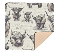 xigua Baby Play Mat - 127 X 127 cm Foldable Waterproof Baby Play Mats Baby Play Mats for Floor, Highland Cow Soft Foam Crawling Mat for Babies and Toddlers Infants, Machine Washable
