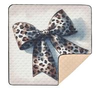xigua Baby Play Mat - 127 X 127 cm Foldable Waterproof Baby Play Mats Baby Play Mats for Floor, Leopard Print Bow Soft Foam Crawling Mat for Babies and Toddlers Infants, Machine Washable