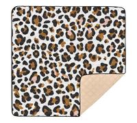 xigua Baby Play Mat - 127 X 127 cm Foldable Waterproof Baby Play Mats Baby Play Mats for Floor, Leopard White Brown Soft Foam Crawling Mat for Babies and Toddlers Infants, Machine Washable
