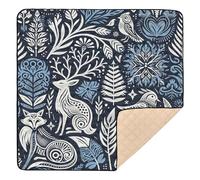 xigua Baby Play Mat - 127 X 127 cm Foldable Waterproof Baby Play Mats Baby Play Mats for Floor, Linocut Relief Print Soft Foam Crawling Mat for Babies and Toddlers Infants, Machine Washable