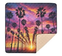 xigua Baby Play Mat - 127 X 127 cm Foldable Waterproof Baby Play Mats Baby Play Mats for Floor, Palm Trees Sunset Landscape Soft Foam Crawling Mat for Babies and Toddlers Infants, Machine Washable