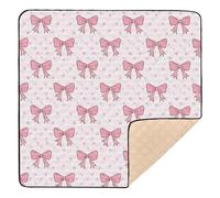 xigua Baby Play Mat - 127 X 127 cm Foldable Waterproof Baby Play Mats Baby Play Mats for Floor, Pink Bows Polka Dots Soft Foam Crawling Mat for Babies and Toddlers Infants, Machine Washable