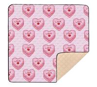 xigua Baby Play Mat - 127 X 127 cm Foldable Waterproof Baby Play Mats Baby Play Mats for Floor, Pink Heart Cakes Soft Foam Crawling Mat for Babies and Toddlers Infants, Machine Washable