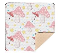 xigua Baby Play Mat - 127 X 127 cm Foldable Waterproof Baby Play Mats Baby Play Mats for Floor, Pink Orange Mushrooms Soft Foam Crawling Mat for Babies and Toddlers Infants, Machine Washable