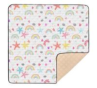 xigua Baby Play Mat - 127 X 127 cm Foldable Waterproof Baby Play Mats Baby Play Mats for Floor, Rainbow Delight Soft Foam Crawling Mat for Babies and Toddlers Infants, Machine Washable