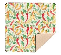 xigua Baby Play Mat - 127 X 127 cm Foldable Waterproof Baby Play Mats Baby Play Mats for Floor, Red Chili Peppers Soft Foam Crawling Mat for Babies and Toddlers Infants, Machine Washable