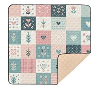 xigua Baby Play Mat - 127 X 127 cm Foldable Waterproof Baby Play Mats Baby Play Mats for Floor, Simple Floral Checkered Soft Foam Crawling Mat for Babies and Toddlers Infants, Machine Washable