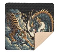 xigua Baby Play Mat - 127 X 127 cm Foldable Waterproof Baby Play Mats Baby Play Mats for Floor, Tiger Dragon Clash Soft Foam Crawling Mat for Babies and Toddlers Infants, Machine Washable