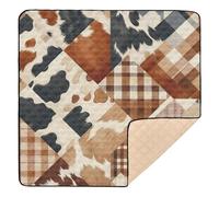 xigua Baby Play Mat - 127 X 127 cm Foldable Waterproof Baby Play Mats Baby Play Mats for Floor, Vintage Checkered Cow Print Soft Foam Crawling Mat for Babies and Toddlers Infants, Machine Washable