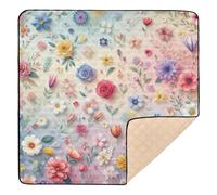 xigua Baby Play Mat - 127 X 127 cm Foldable Waterproof Baby Play Mats Baby Play Mats for Floor, Vivid Flowers Blossom Soft Foam Crawling Mat for Babies and Toddlers Infants, Machine Washable