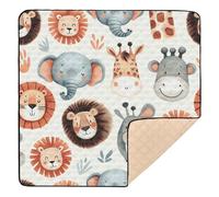xigua Baby Play Mat - 127 X 127 cm Foldable Waterproof Baby Play Mats Baby Play Mats for Floor, Watercolor Animal Faces Soft Foam Crawling Mat for Babies and Toddlers Infants, Machine Washable