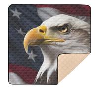 xigua Baby Play Mat - 127 x 127 cm Foldable Waterproof Baby Play Mats for Floor, American Flag Bald Eagle Soft Foam Crawling Mat for Babies and Toddlers Infants, Machine Washable