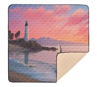 xigua Baby Play Mat - 127 X 127 cm Foldable Waterproof Baby Play Mats for Floor, Beach Lighthouse Soft Foam Crawling Mat for Babies and Toddlers Infants, Machine Washable