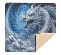 xigua Baby Play Mat - 127 X 127 cm Foldable Waterproof Baby Play Mats for Floor, Beautiful White Dragon Soft Foam Crawling Mat for Babies and Toddlers Infants, Machine Washable