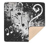 xigua Baby Play Mat - 127 X 127 cm Foldable Waterproof Baby Play Mats for Floor, Black Music Notes Soft Foam Crawling Mat for Babies and Toddlers Infants, Machine Washable
