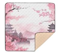 xigua Baby Play Mat - 127 X 127 cm Foldable Waterproof Baby Play Mats for Floor, Blossom Sakura Flowers Soft Foam Crawling Mat for Babies and Toddlers Infants, Machine Washable
