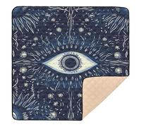 xigua Baby Play Mat - 127 X 127 cm Foldable Waterproof Baby Play Mats for Floor, Blue Evil Eye Soft Foam Crawling Mat for Babies and Toddlers Infants, Machine Washable