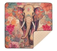 xigua Baby Play Mat - 127 X 127 cm Foldable Waterproof Baby Play Mats for Floor, Boho Elephant Soft Foam Crawling Mat for Babies and Toddlers Infants, Machine Washable
