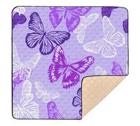 xigua Baby Play Mat - 127 x 127 cm Foldable Waterproof Baby Play Mats for Floor, Butterflies Purple Soft Foam Crawling Mat for Babies and Toddlers Infants, Machine Washable