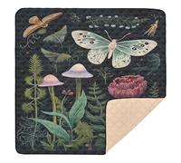 xigua Baby Play Mat - 127 X 127 cm Foldable Waterproof Baby Play Mats for Floor, Butterfly Mushroom Soft Foam Crawling Mat for Babies and Toddlers Infants, Machine Washable