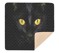 xigua Baby Play Mat - 127 X 127 cm Foldable Waterproof Baby Play Mats for Floor, Cat with Yellow Eyes Soft Foam Crawling Mat for Babies and Toddlers Infants, Machine Washable