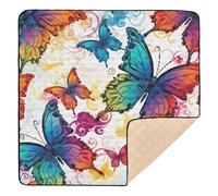 xigua Baby Play Mat - 127 X 127 cm Foldable Waterproof Baby Play Mats for Floor, Colorful Butterfly Soft Foam Crawling Mat for Babies and Toddlers Infants, Machine Washable
