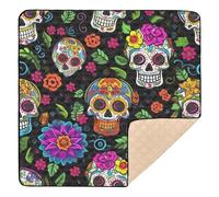 xigua Baby Play Mat - 127 X 127 cm Foldable Waterproof Baby Play Mats for Floor, Colorful Dead Skulls Soft Foam Crawling Mat for Babies and Toddlers Infants, Machine Washable