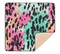 xigua Baby Play Mat - 127 X 127 cm Foldable Waterproof Baby Play Mats for Floor, Colorful Leopard Pattern Soft Foam Crawling Mat for Babies and Toddlers Infants, Machine Washable