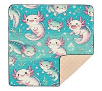 xigua Baby Play Mat - 127 x 127 cm Foldable Waterproof Baby Play Mats for Floor, Cute Axolotl Pattern Soft Foam Crawling Mat for Babies and Toddlers Infants, Machine Washable