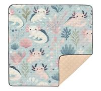 xigua Baby Play Mat - 127 x 127 cm Foldable Waterproof Baby Play Mats for Floor, Cute Axolotls Soft Foam Crawling Mat for Babies and Toddlers Infants, Machine Washable