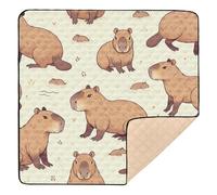 xigua Baby Play Mat - 127 x 127 cm Foldable Waterproof Baby Play Mats for Floor, Cute Capybara Soft Foam Crawling Mat for Babies and Toddlers Infants, Machine Washable