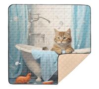 xigua Baby Play Mat - 127 X 127 cm Foldable Waterproof Baby Play Mats for Floor, Cute Cat Soft Foam Crawling Mat for Babies and Toddlers Infants, Machine Washable