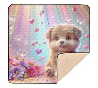 xigua Baby Play Mat - 127 x 127 cm Foldable Waterproof Baby Play Mats for Floor, Cute Cheerful Puppy Soft Foam Crawling Mat for Babies and Toddlers Infants, Machine Washable