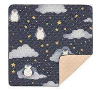 xigua Baby Play Mat - 127 X 127 cm Foldable Waterproof Baby Play Mats for Floor, Cute Cloud Penguin Soft Foam Crawling Mat for Babies and Toddlers Infants, Machine Washable
