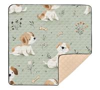 xigua Baby Play Mat - 127 x 127 cm Foldable Waterproof Baby Play Mats for Floor, Cute Dogs Soft Foam Crawling Mat for Babies and Toddlers Infants, Machine Washable