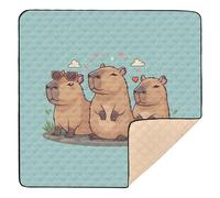 xigua Baby Play Mat - 127 x 127 cm Foldable Waterproof Baby Play Mats for Floor, Cute Funny Capybaras Soft Foam Crawling Mat for Babies and Toddlers Infants, Machine Washable