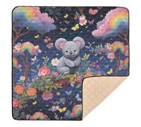 xigua Baby Play Mat - 127 X 127 cm Foldable Waterproof Baby Play Mats for Floor, Cute Koala Rainbow Trees Soft Foam Crawling Mat for Babies and Toddlers Infants, Machine Washable