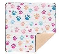xigua Baby Play Mat - 127 X 127 cm Foldable Waterproof Baby Play Mats for Floor, Cute Paws Colorful Soft Foam Crawling Mat for Babies and Toddlers Infants, Machine Washable