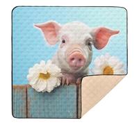 xigua Baby Play Mat - 127 X 127 cm Foldable Waterproof Baby Play Mats for Floor, Cute Pig Soft Foam Crawling Mat for Babies and Toddlers Infants, Machine Washable