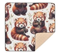 xigua Baby Play Mat - 127 x 127 cm Foldable Waterproof Baby Play Mats for Floor, Cute Red Panda Soft Foam Crawling Mat for Babies and Toddlers Infants, Machine Washable