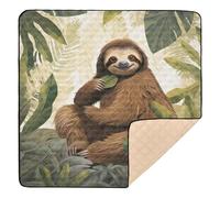 xigua Baby Play Mat - 127 X 127 cm Foldable Waterproof Baby Play Mats for Floor, Cute Sloth Soft Foam Crawling Mat for Babies and Toddlers Infants, Machine Washable