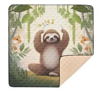 xigua Baby Play Mat - 127 X 127 cm Foldable Waterproof Baby Play Mats for Floor, Cute Sloth Soft Foam Crawling Mat for Babies and Toddlers Infants, Machine Washable