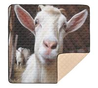 xigua Baby Play Mat - 127 X 127 cm Foldable Waterproof Baby Play Mats for Floor, Cute White Goat Soft Foam Crawling Mat for Babies and Toddlers Infants, Machine Washable