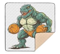 xigua Baby Play Mat - 127 X 127 cm Foldable Waterproof Baby Play Mats for Floor, Dinosaur Playing Basketball Soft Foam Crawling Mat for Babies and Toddlers Infants, Machine Washable