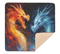 xigua Baby Play Mat - 127 X 127 cm Foldable Waterproof Baby Play Mats for Floor, Dragons Fighting Soft Foam Crawling Mat for Babies and Toddlers Infants, Machine Washable