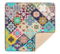 xigua Baby Play Mat - 127 X 127 cm Foldable Waterproof Baby Play Mats for Floor, Ethnic Bohemian Style Soft Foam Crawling Mat for Babies and Toddlers Infants, Machine Washable